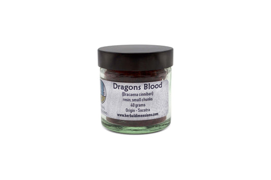 Dragons Blood in a glass jar