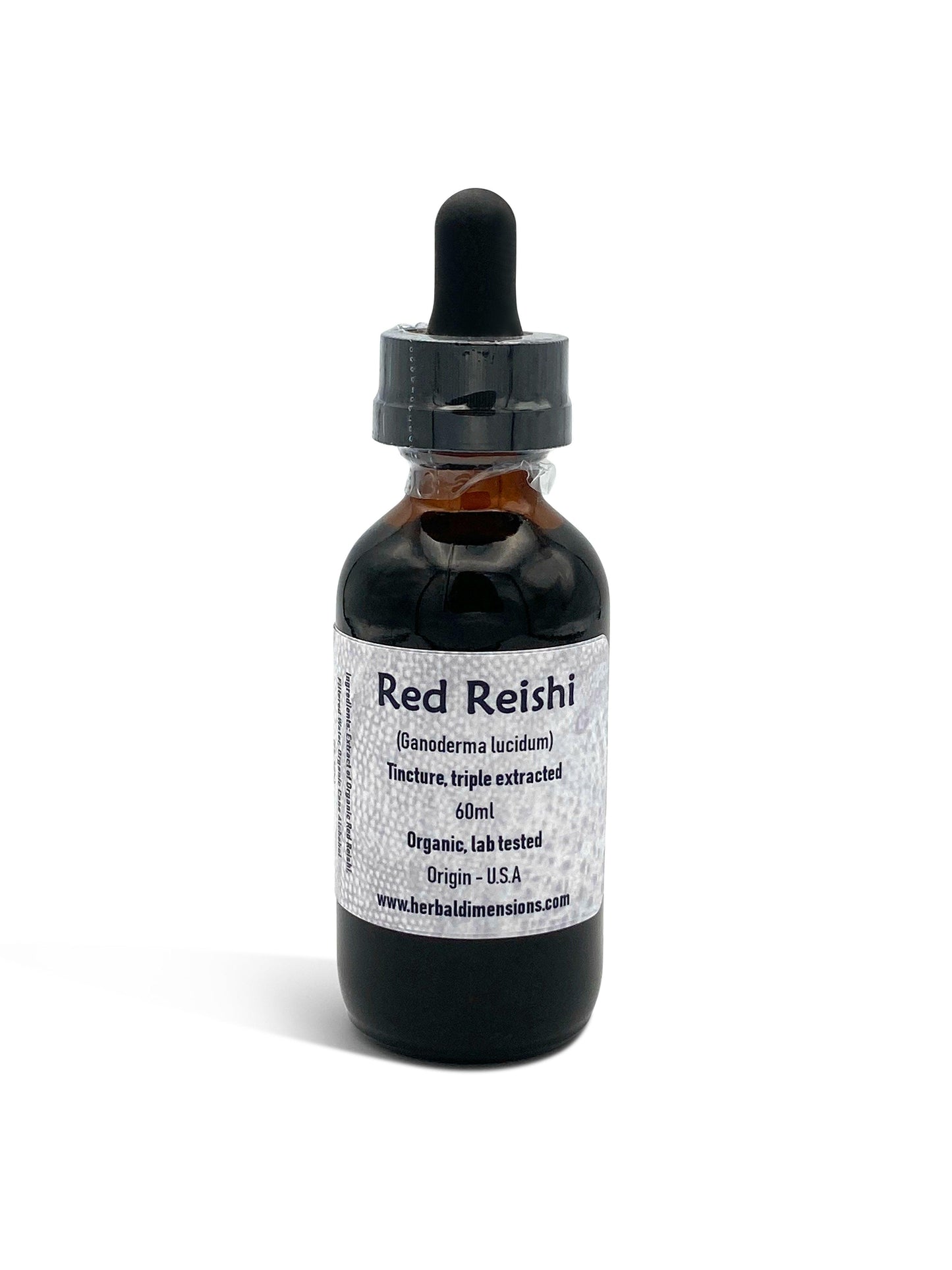Ganoderma lucidum tincture in a glass bottle